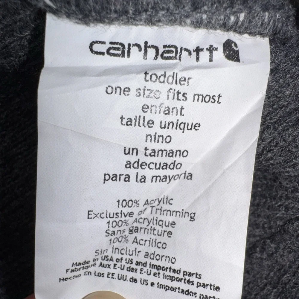 Carhartt Beanie Hat Toddler OS Grey Acrylic Knit Fold Over Cuff